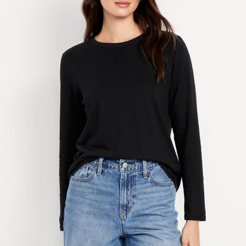 Old Navy EveryWear Long-Sleeve T-Shirt Light Black Heather Tall